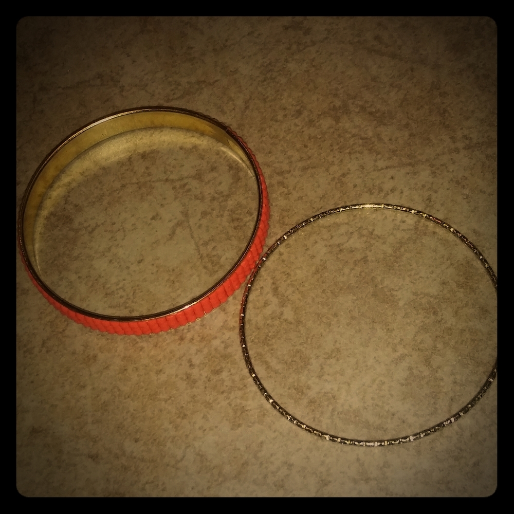 Coral and Gold Bracelets